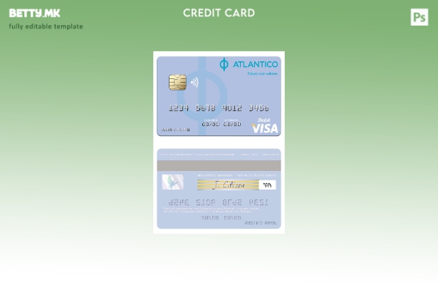 Шаблон за дебитна картичка за виза на Namibia Banco Atlantico во модерен стил